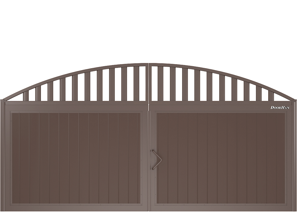 Arka shaklidagi plita, panjara bilan, vertikal joylashtirilgan sandwich-panellari bilan